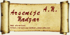 Arsenije Madžar vizit kartica